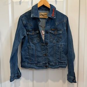 Wrangler Retro Denim Jean Jacket Clemson Embroidered size Small